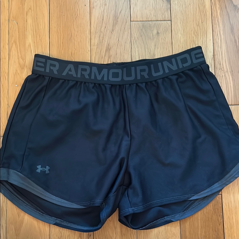 Size small Under Armour Black and gray Athletic Shorts with Elastic Waistband